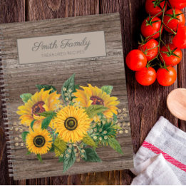 Personalisiertes Rustikales Holz Gelbe Sonnenblume Notizblock
