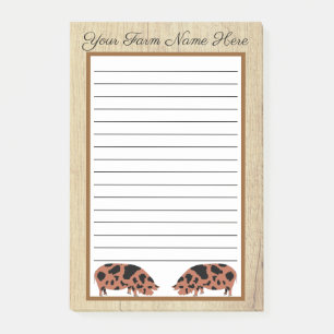Personalisiertes Rustikales Holz Kune Pig Post-it Klebezettel