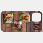 Personalisiertes rustikales Holz Monogramm 3 Foto Case-Mate iPhone Hülle (Rückseite (Horizontal))