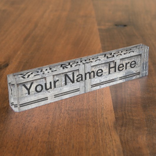 Personalisiertes rustikales Holzrahmen Namensplakette (Seite)
