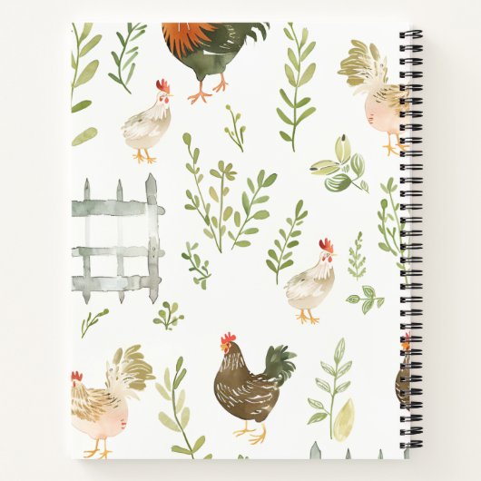 Personalisiertes Rustikales Landhaus Hühnchen & Gr Notizblock (Rückseite)