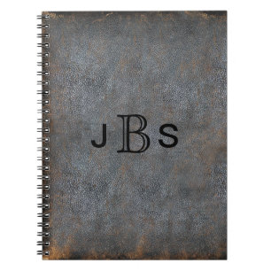 Personalisiertes rustikales Leder Monogrammierte Notizblock
