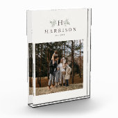 Personalisiertes rustikales Monogramm Fotoblock (Links)