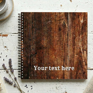 Personalisiertes Rustikales Old Wood Spiralheft Notizblock