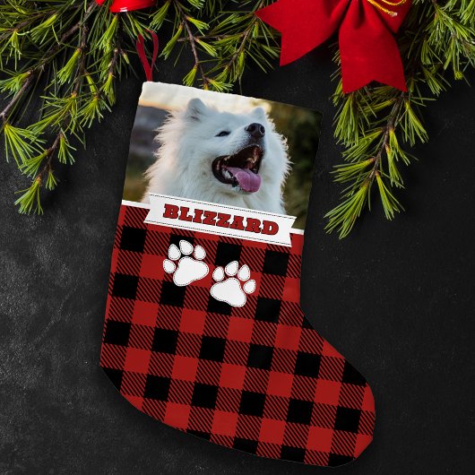 Personalisiertes rustikales Red Buffalo Dog Name F Kleiner Weihnachtsstrumpf