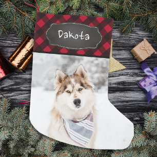 Personalisiertes rustikales Rotes Buffalo Karierte Kleiner Weihnachtsstrumpf