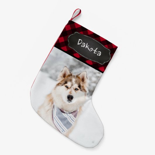 Personalisiertes rustikales Rotes Buffalo Karierte Kleiner Weihnachtsstrumpf (Vorderansicht (hängend))