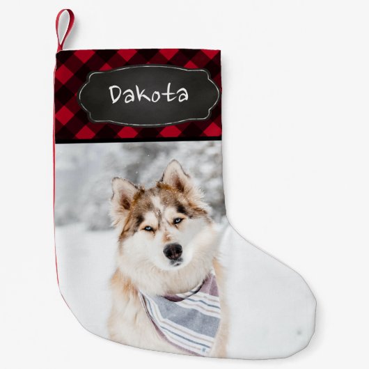 Personalisiertes rustikales Rotes Buffalo Karierte Kleiner Weihnachtsstrumpf (Vorderseite)