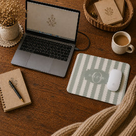 Personalisiertes Rustikales Salbeigrün Gestreift Mousepad