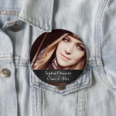 Personalisiertes rustikales schwarzes Holzfoto Abs Button (Beispiel)