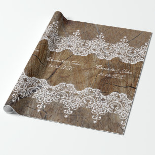 Personalisiertes rustikales Spitzen-Einwickelpapie Geschenkpapier