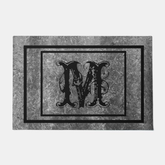 Personalisiertes rustikales Stone Monogramm Fußmatte (Vorderseite)