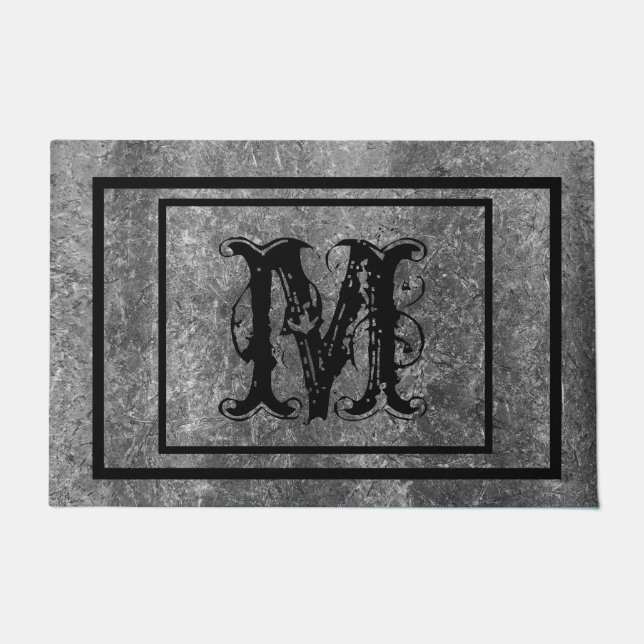 Personalisiertes rustikales Stone Monogramm Fußmatte (Vorderseite)