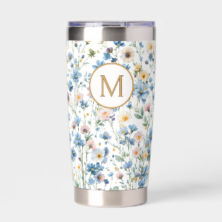 Personalisiertes Rustikales Wildblumen-Blumen-Mono Thermobecher