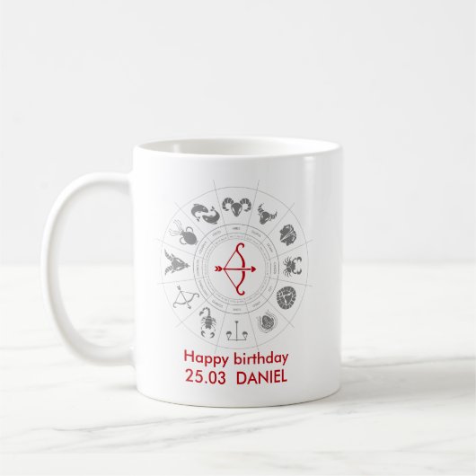 Personalisiertes Sagittarius Zodiac Geburtstagsges Kaffeetasse (Links)
