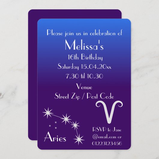 Personalisiertes Sagittarius Zodiac Party Einladun Einladung (Vorne/Hinten)