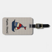 Personalisiertes Sailboat Blue/Tan Boy's Gepäckanhänger (Vorderseite horizontal)