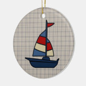 Personalisiertes Sailboat Blue/Tan Boy's Keramikornament (Links)