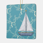 Personalisiertes Sailboat Nautic Sailing Weihnacht Keramikornament (Links)
