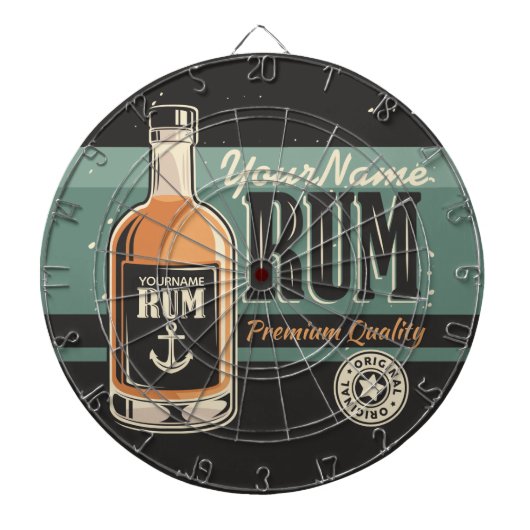 Personalisiertes Sailor Rum Liquor Flasche Retro S Dartscheibe (vorne)