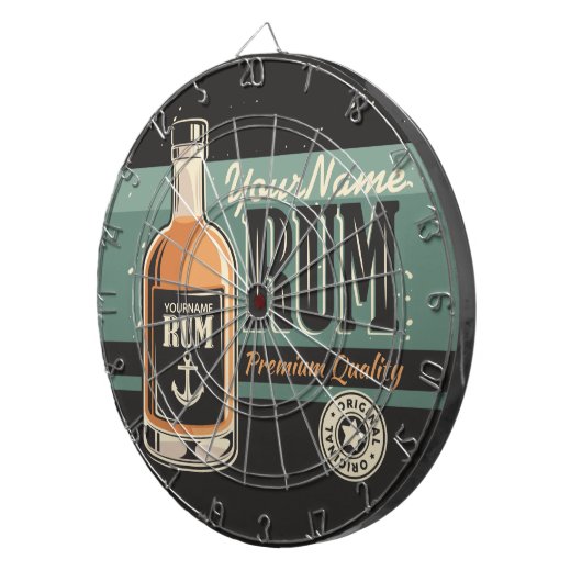 Personalisiertes Sailor Rum Liquor Flasche Retro S Dartscheibe (Vorderseite rechts)
