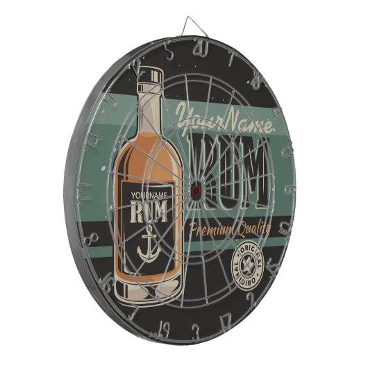 Personalisiertes Sailor Rum Liquor Flasche Retro S Dartscheibe (Vorderseite Links)