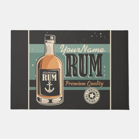 Personalisiertes Sailor Rum Liquor Flasche Retro S Fußmatte (Vorderseite)