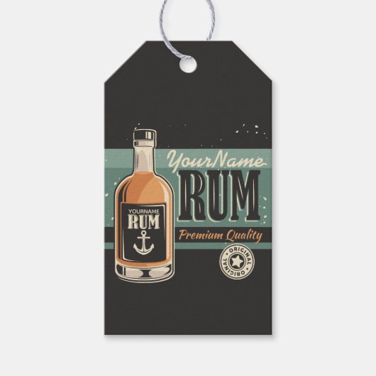 Personalisiertes Sailor Rum Liquor Flasche Retro S Geschenkanhänger (Vorderseite)