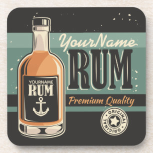 Personalisiertes Sailor Rum Liquor Flasche Retro S Getränkeuntersetzer