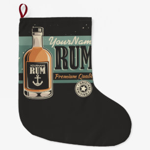 Personalisiertes Sailor Rum Liquor Flasche Retro S Großer Weihnachtsstrumpf