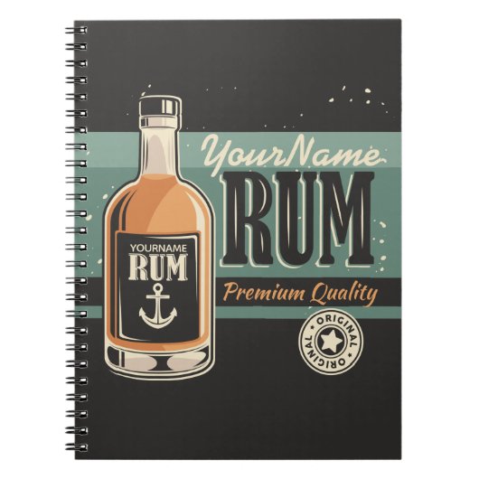 Personalisiertes Sailor Rum Liquor Flasche Retro S Notizblock (Vorderseite)
