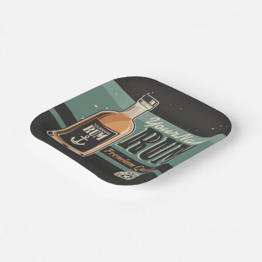 Personalisiertes Sailor Rum Liquor Flasche Retro S Pappteller (Gewinkelt)