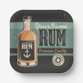 Personalisiertes Sailor Rum Liquor Flasche Retro S Pappteller (Vorderseite)