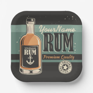 Personalisiertes Sailor Rum Liquor Flasche Retro S Pappteller