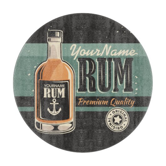 Personalisiertes Sailor Rum Liquor Flasche Retro S Schneidebrett (Vorderseite)