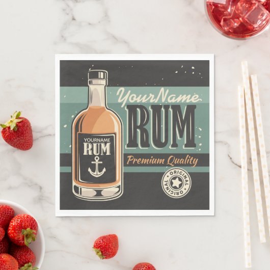 Personalisiertes Sailor Rum Liquor Flasche Retro S Serviette (Beispiel)