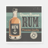 Personalisiertes Sailor Rum Liquor Flasche Retro S Serviette (Vorderseite)