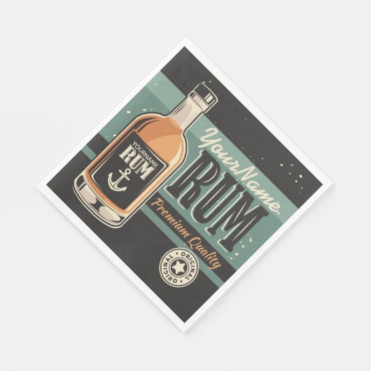 Personalisiertes Sailor Rum Liquor Flasche Retro S Serviette (Ecke)