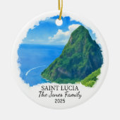 Personalisiertes Saint Lucia Ornament, Karibik Keramik Ornament (Vorne)