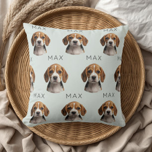 Personalisiertes Salbei-Hund-Foto- und Namensmuste Kissen