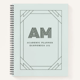 Personalisiertes Salbei-Minz-Ton-in-Ton-Monogramm Notizblock