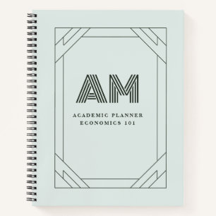 Personalisiertes Salbei-Minz-Ton-in-Ton-Monogramm  Notizblock