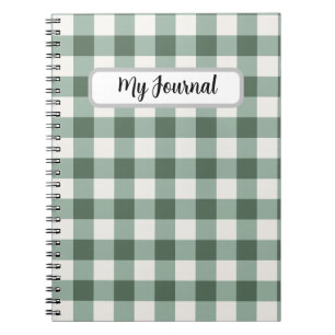 Personalisiertes Salbeigrün Gingham Ästhetik Notiz Notizblock