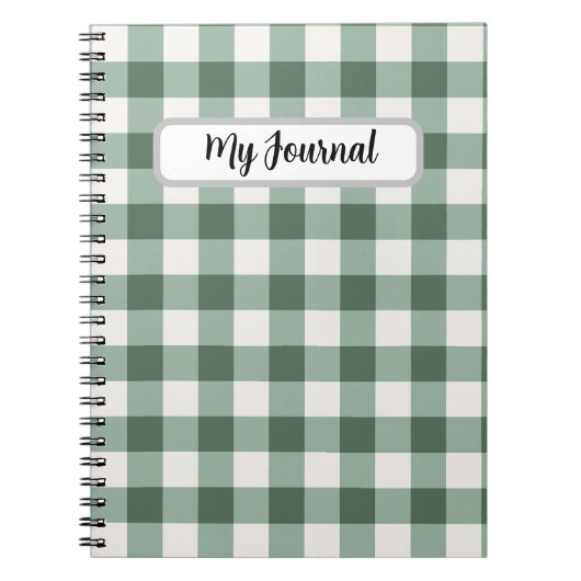 Personalisiertes Salbeigrün Gingham Ästhetik Notiz Notizblock (Vorderseite)
