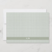 Personalisiertes Salbeigrün Gingham Karo Mitteilungskarte (Rückseite)