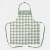 Personalisiertes Salbeigrün Gingham-Karomuster Schürze (Vorderseite)