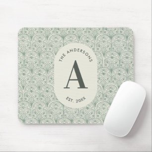 Personalisiertes Salbeigrün Monogramm Elegante Fam Mousepad