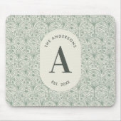 Personalisiertes Salbeigrün Monogramm Elegante Fam Mousepad (Vorne)