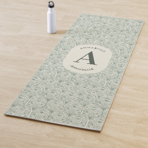 Personalisiertes Salbeigrün Monogramm Eleganter Ar Yogamatte