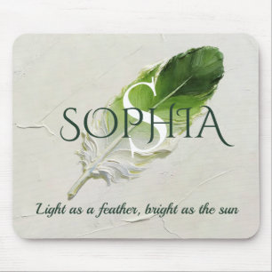 Personalisiertes Salbeigrünes Feder-Büro-Schreibti Mousepad